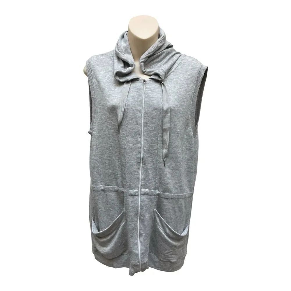 Yogalicious Heather Gray Zip-Up Hoodie Sweatshirt Vest Size M Sleeveless Cozy